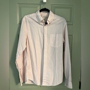 J Crew Slim Fit Shirt Secret Wash Poplin Pink Blue Plaid Cotton Button Up